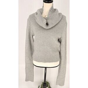 DÈLUC Women’s Gray Cowl Neck Sweater Size XS Long Sleeve Ribbed Knit Pullover